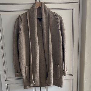 J Crew Tan Merino Wool Cotton Blend Open Cardigan Sweater Pockets Women’s XS